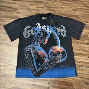 Godspeed Men's Black and Blue Graphic Tee